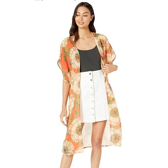 Steve Madden Poppy Print Butterfly Sleeve Duster